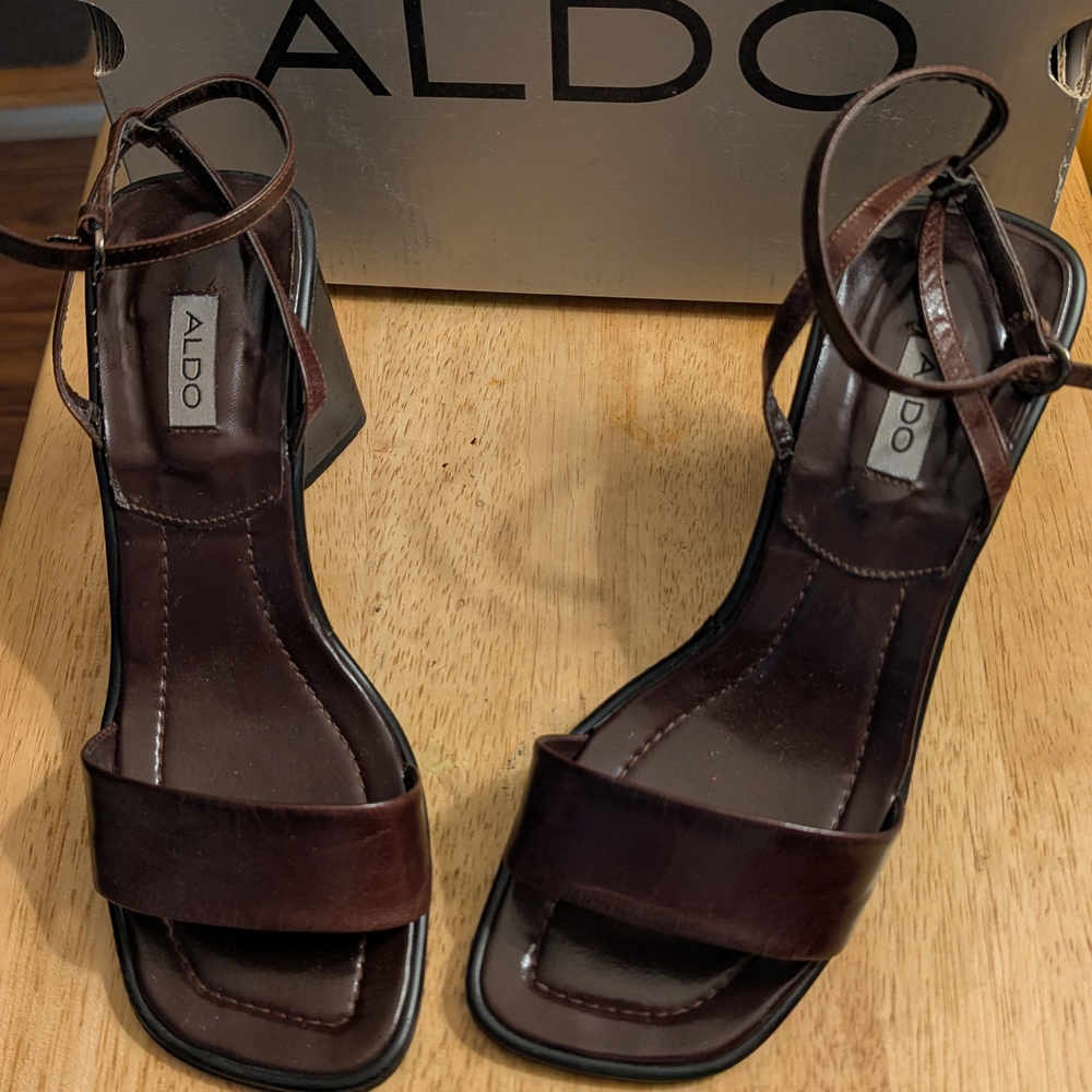 Aldo Dark Brown Strappy Heels